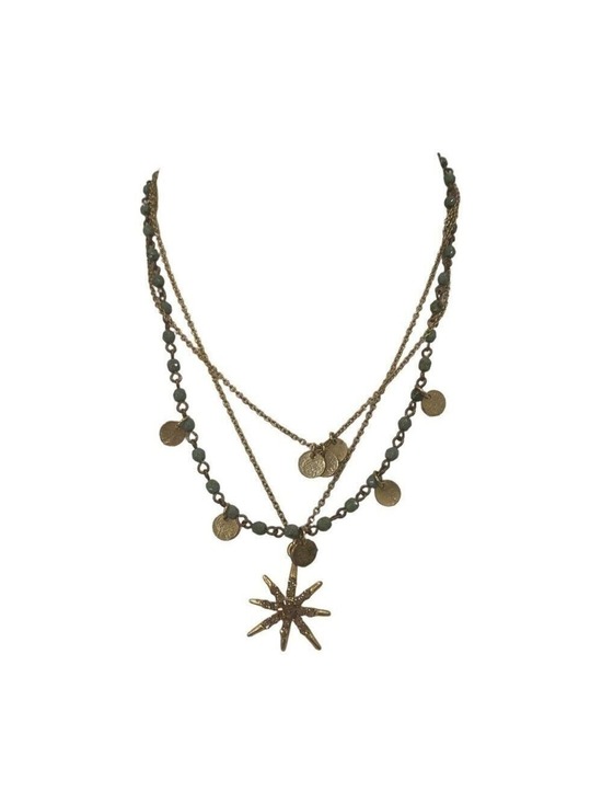 Seasonal Whispers Jewelry - Gold Multi-Layered Star Pendant Necklace